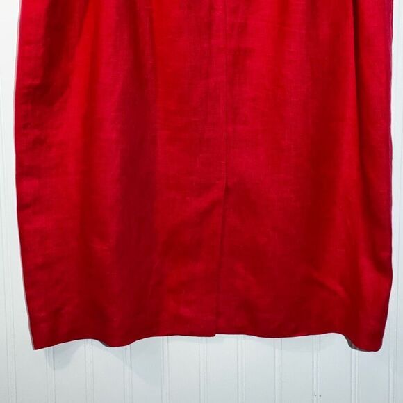 VTG Anne French Linen A-Line Skirt Women’s 12 Red Lined Classic Work Wear Office - Picture 7 of 8